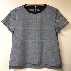 Zara plaid zipper back mock tee M
